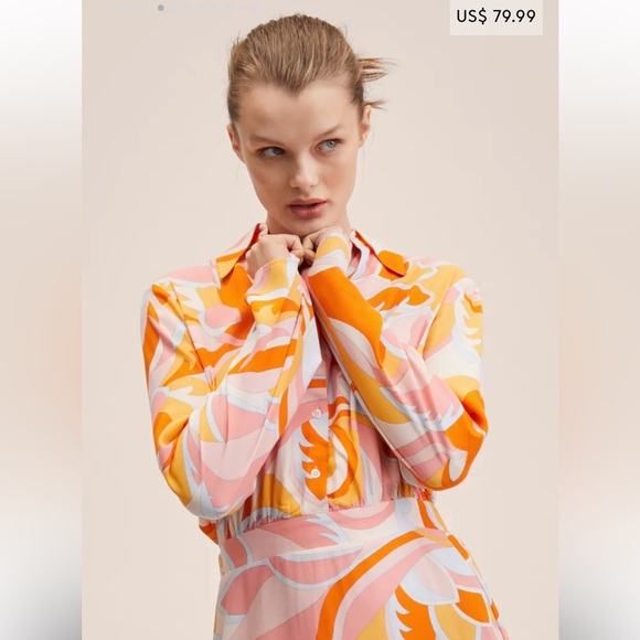 Mango Printed Flowy Dress Sz. M - Picture 5 of 13